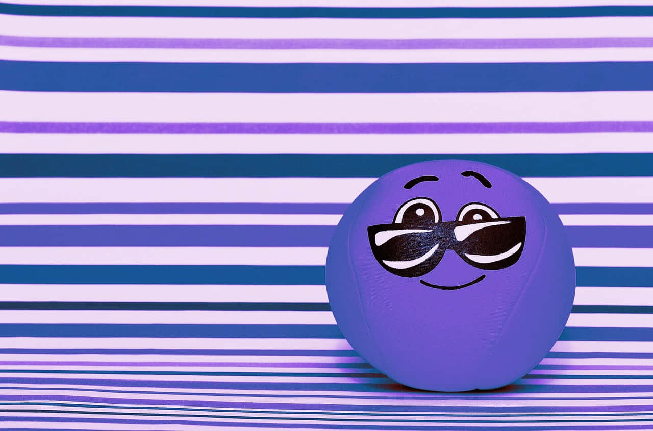 Purple Smiley Face, sunglasses, blue and white striped background, HD Desktop Wallpaper