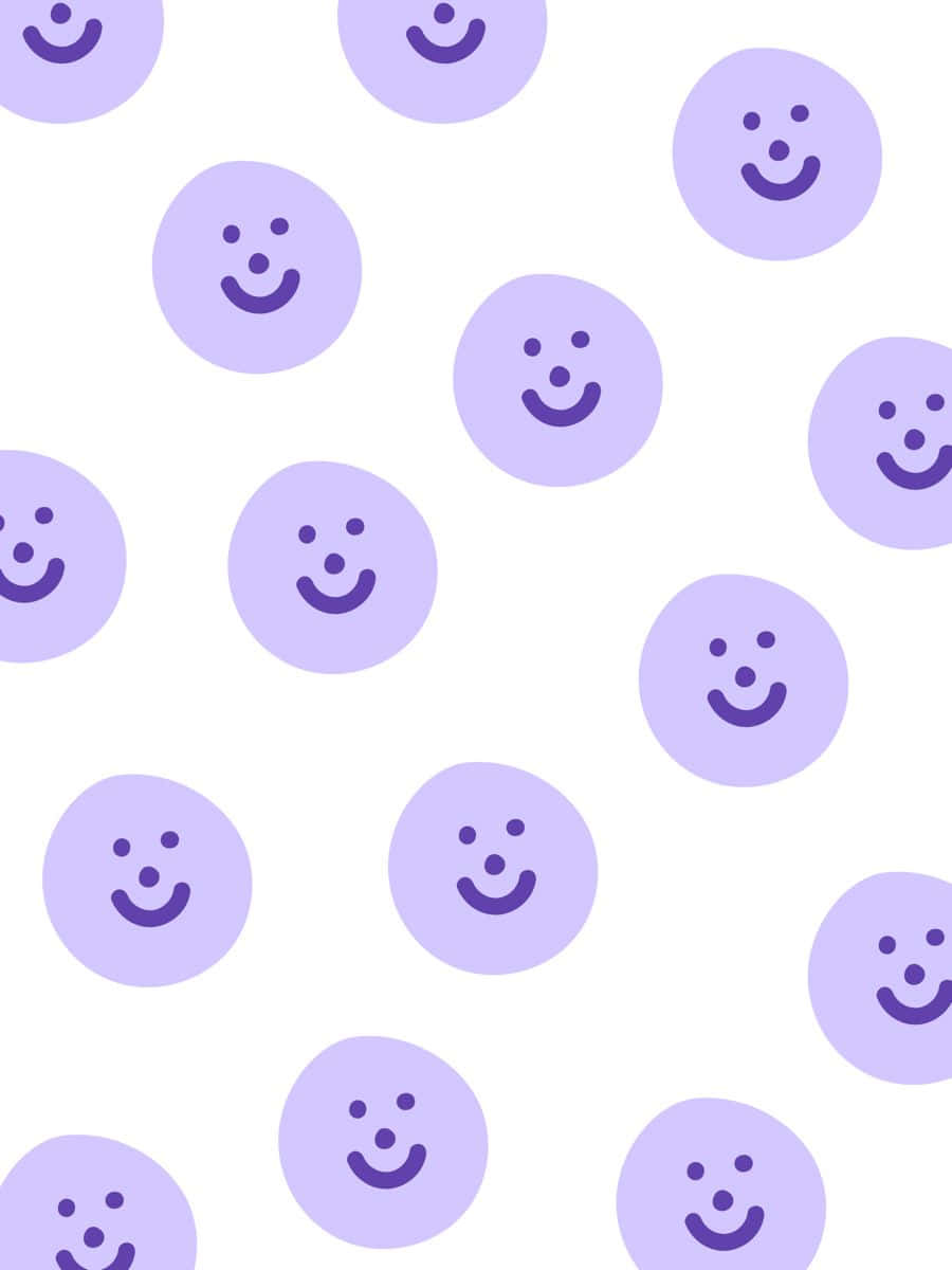 purple smiley face, white background, cheerful pattern, SD Phone Wallpaper