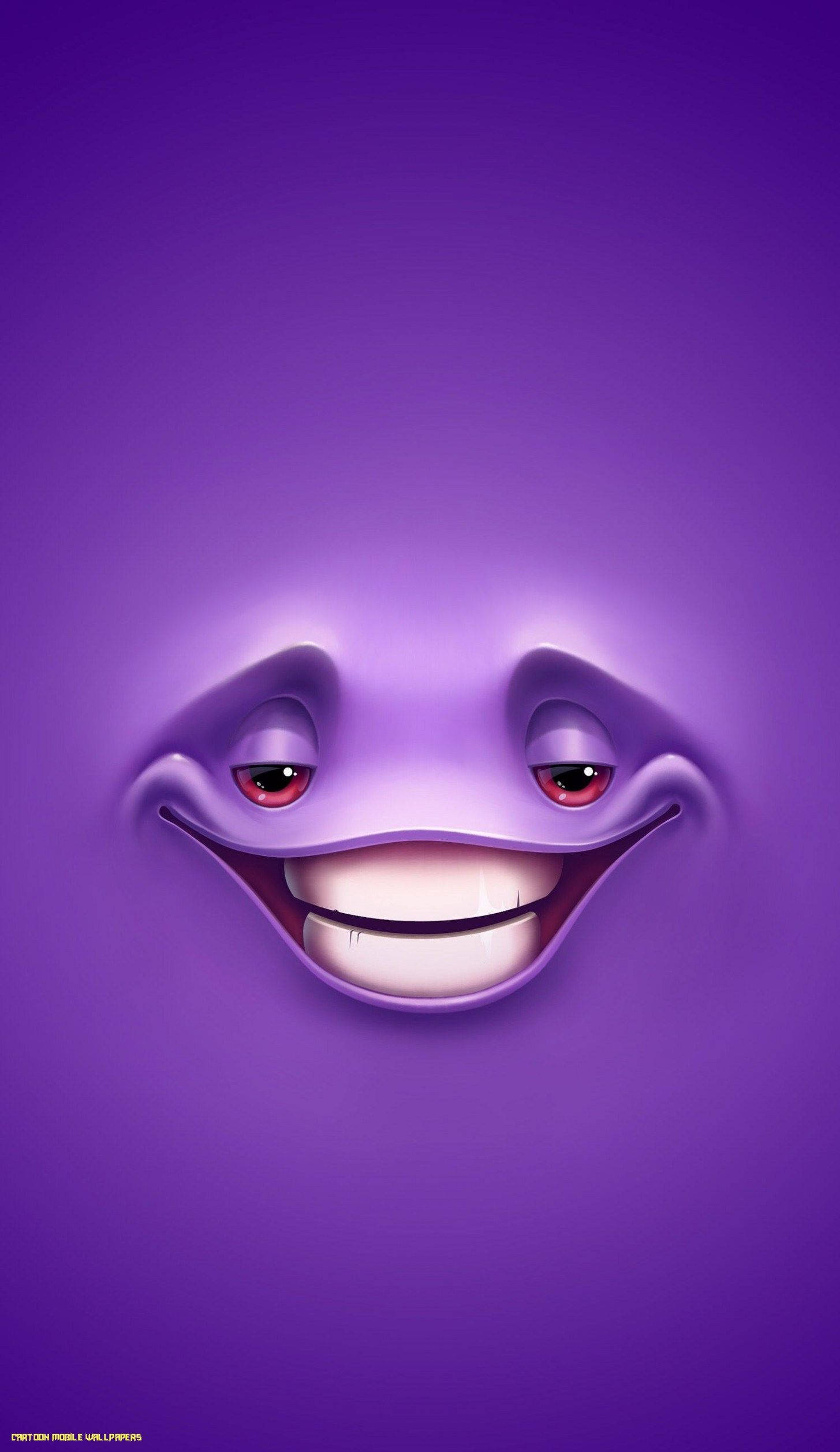 Purple Smiley Face, cheerful purple cartoon face, red eyes, Full HD Phone Wallpaper