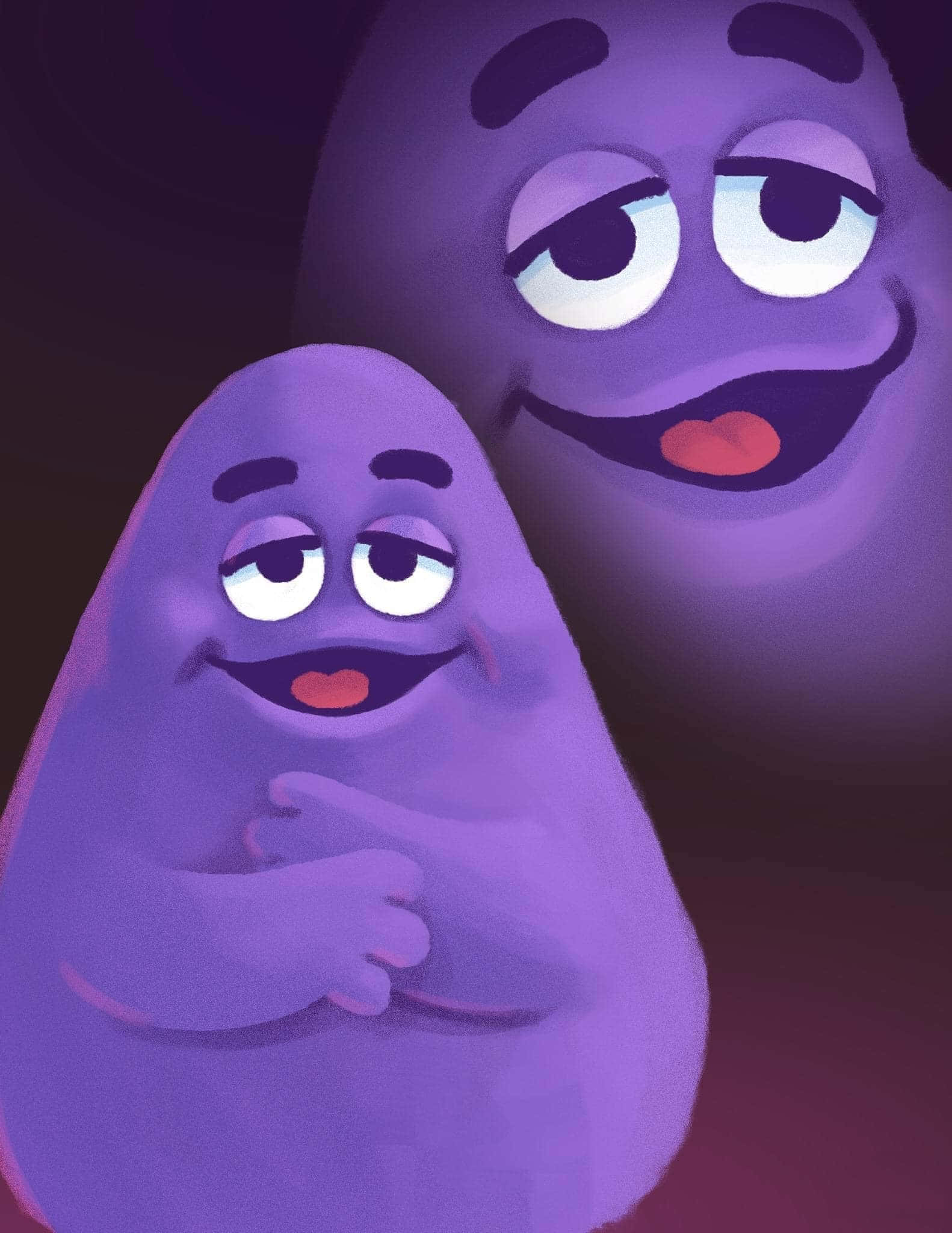 purple characters, big eyes, smiles, Full HD Phone Wallpaper
