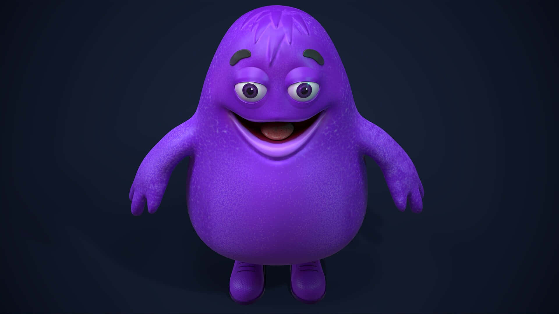purple animated character, 3d-rendered cartoon monster, big eyes, Full HD Desktop Wallpaper