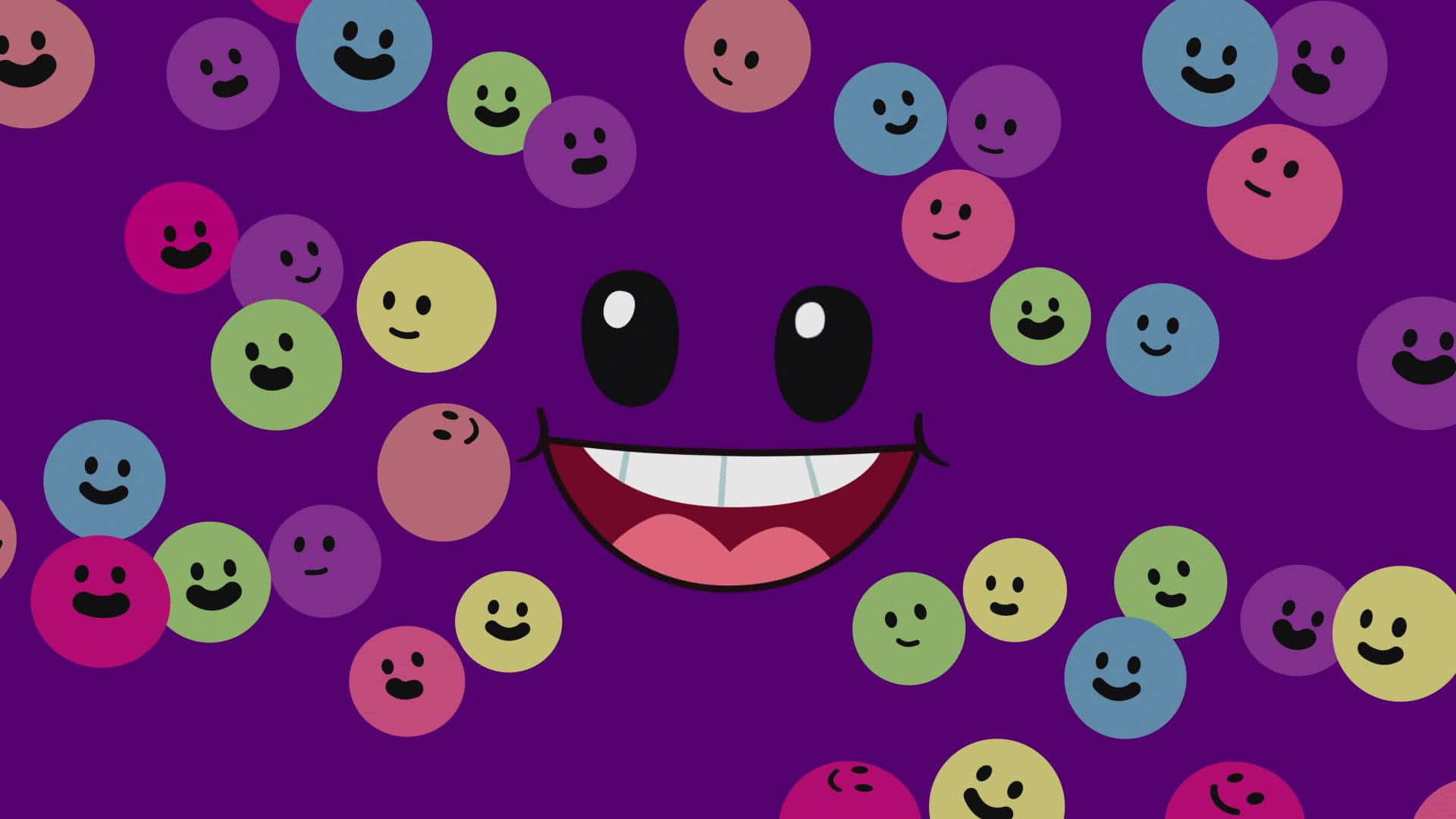 Colorful Smiley Faces, purple background, cartoon face, Full HD Desktop Wallpaper