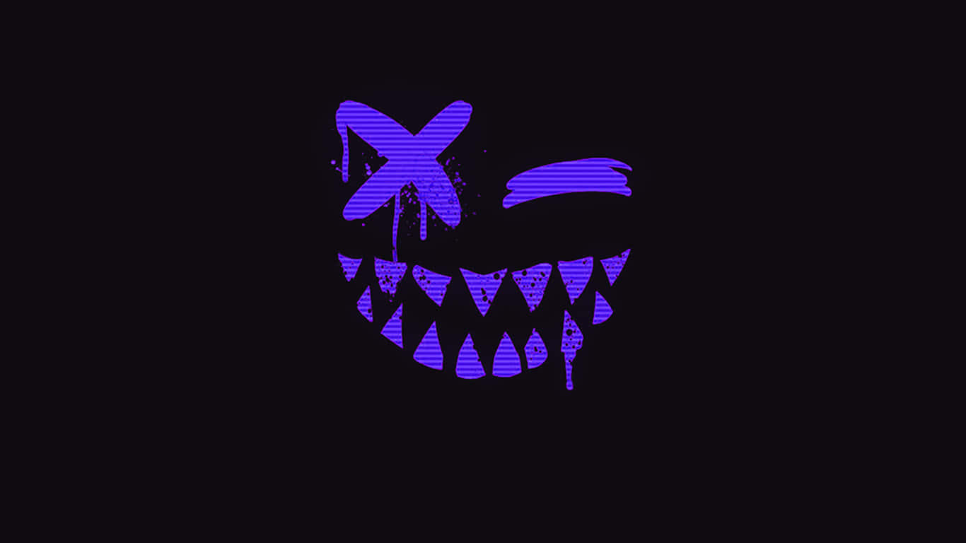 abstract purple smiley face artwork, menacing purple cartoon face, X eyes, HD Desktop Wallpaper