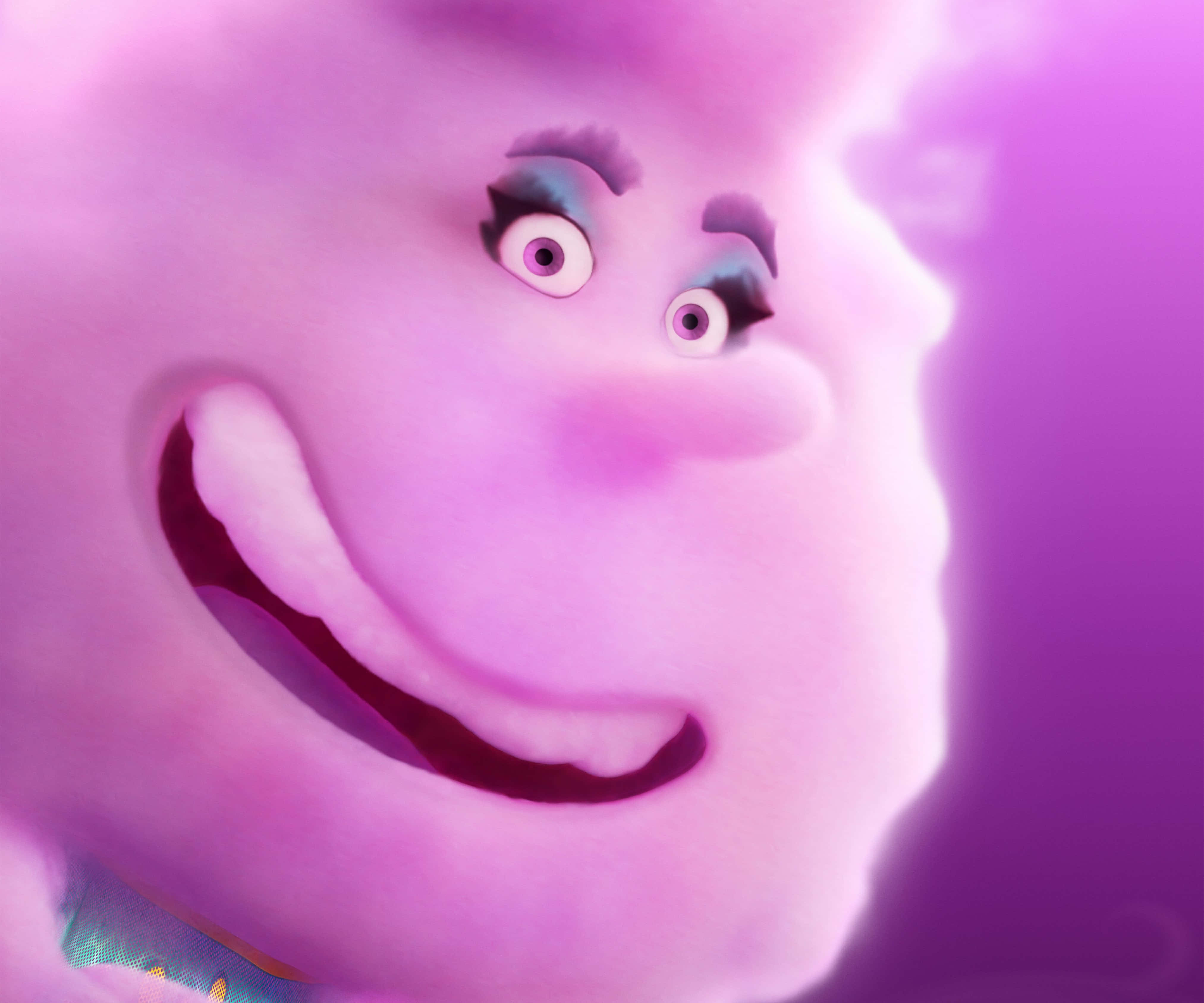 Purple Cloud Character, cheerful, wide eyes, 4K Desktop Wallpaper