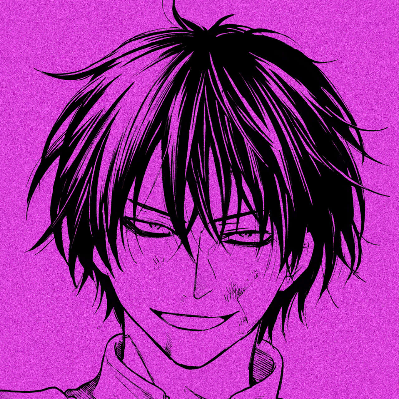 anime male, messy black hair, smirk, HD Desktop Wallpaper