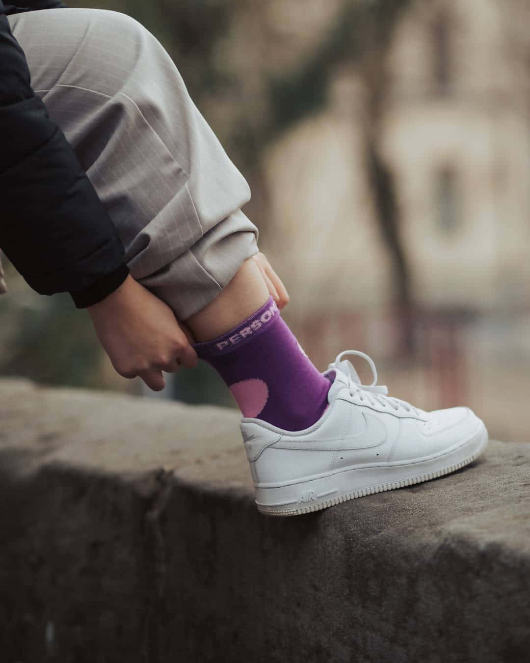 Purple Socks, vibrant purple sock, pink heart, HD Phone Wallpaper