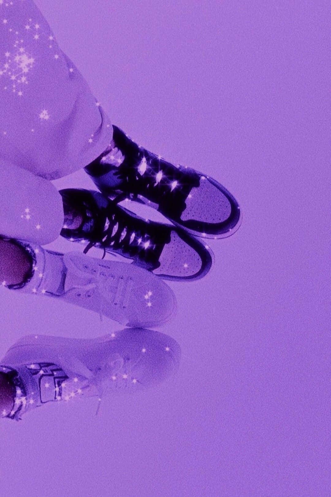 cute purple aesthetic shoes, sparkling stars, solid purple background, HD Phone Wallpaper