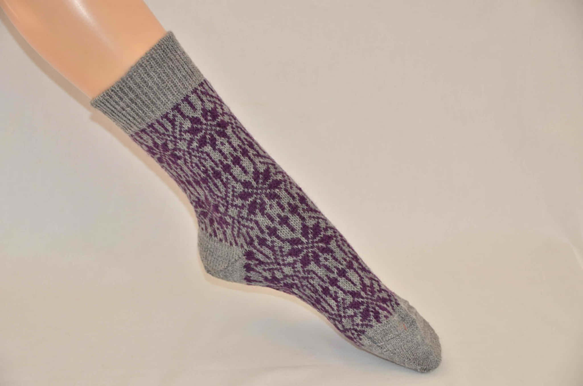 Purple Socks, gray sock, purple snowflake patterns, Full HD Desktop Wallpaper