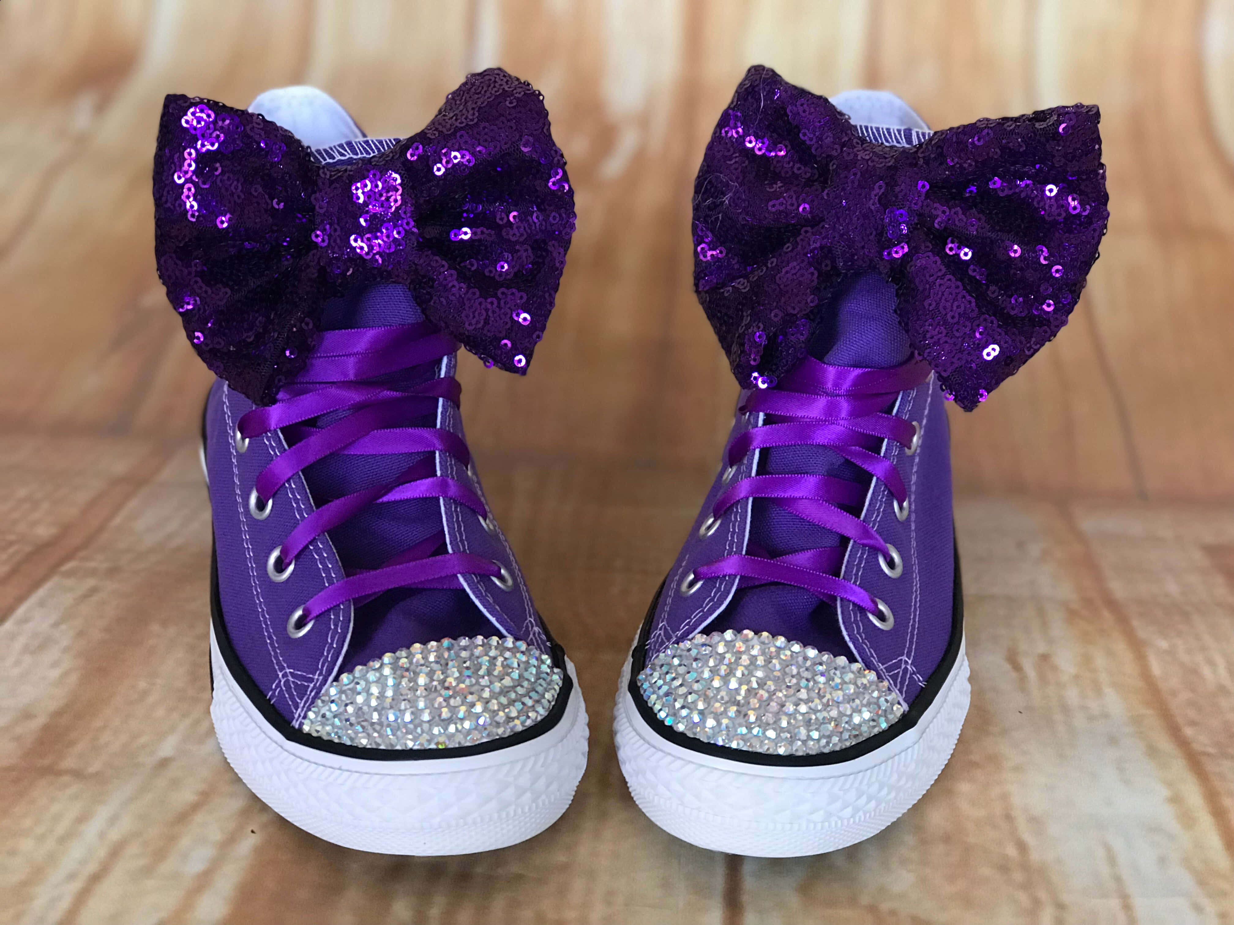 purple high-top sneakers, glitter bows, rhinestone toes, 4K Desktop Wallpaper