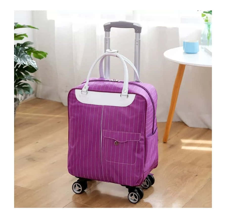 Purple Suitcase, vibrant purple striped, white accents, SD Desktop Wallpaper