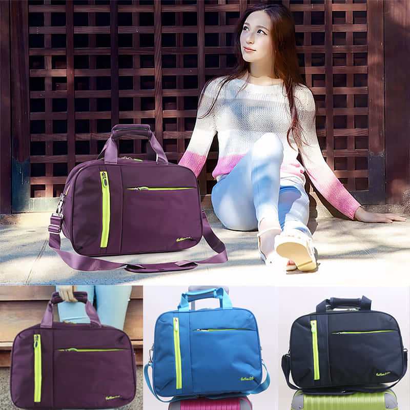 purple suitcase, neon zippers, wooden lattice wall, SD Desktop Wallpaper
