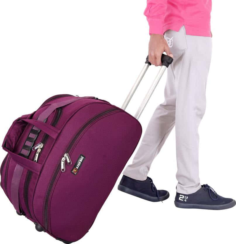 purple suitcase, rolling duffel bag, black wheels, SD Phone Wallpaper