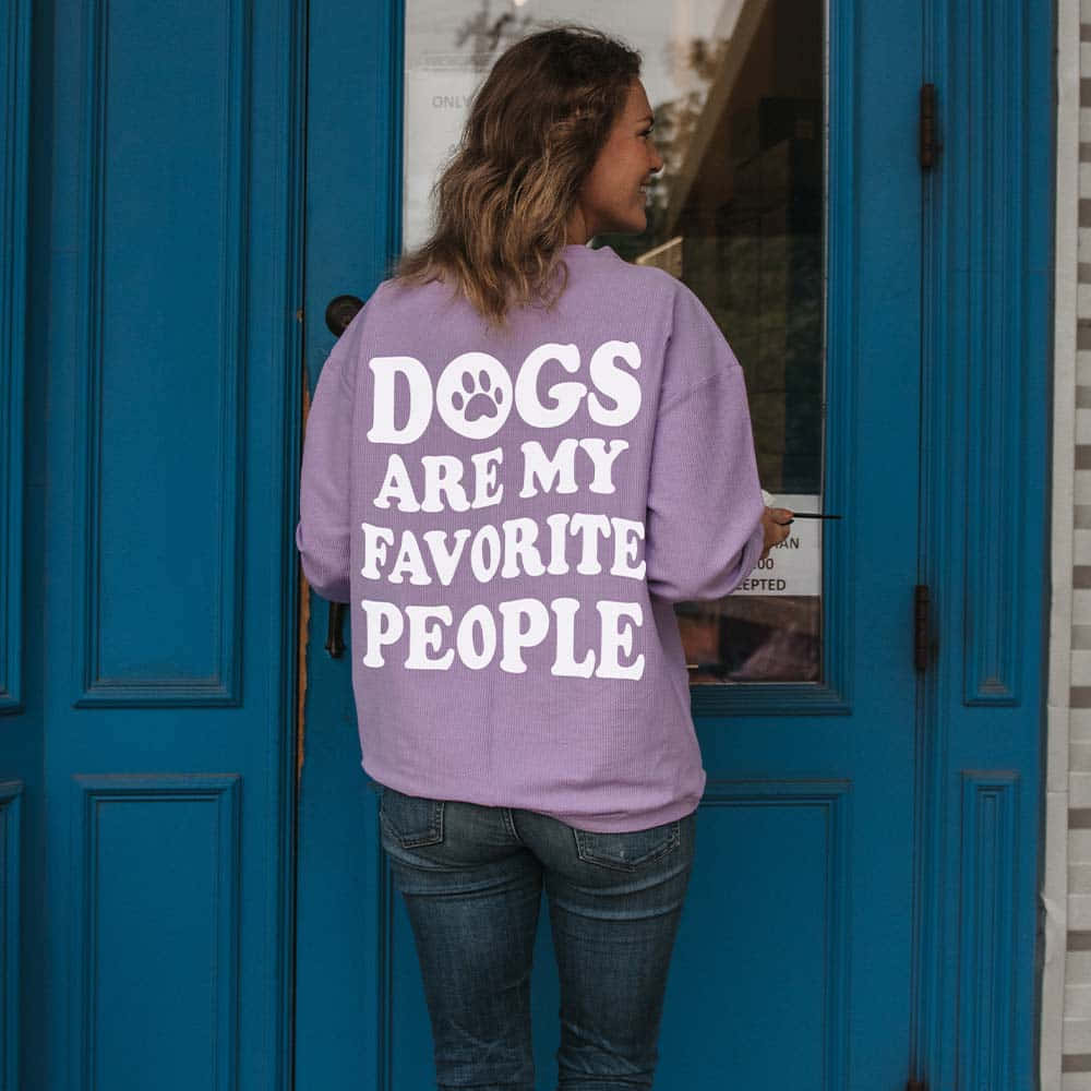 lavender sweatshirt, DOGS ARE MY FAVORITE PEOPLE, vibrant blue door, SD Desktop Wallpaper