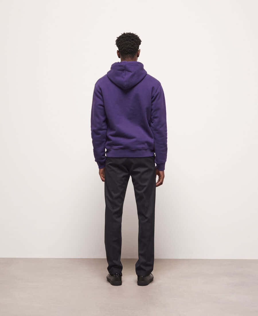 purple sweatshirt, vibrant purple hoodie, dark pants, SD Phone Wallpaper