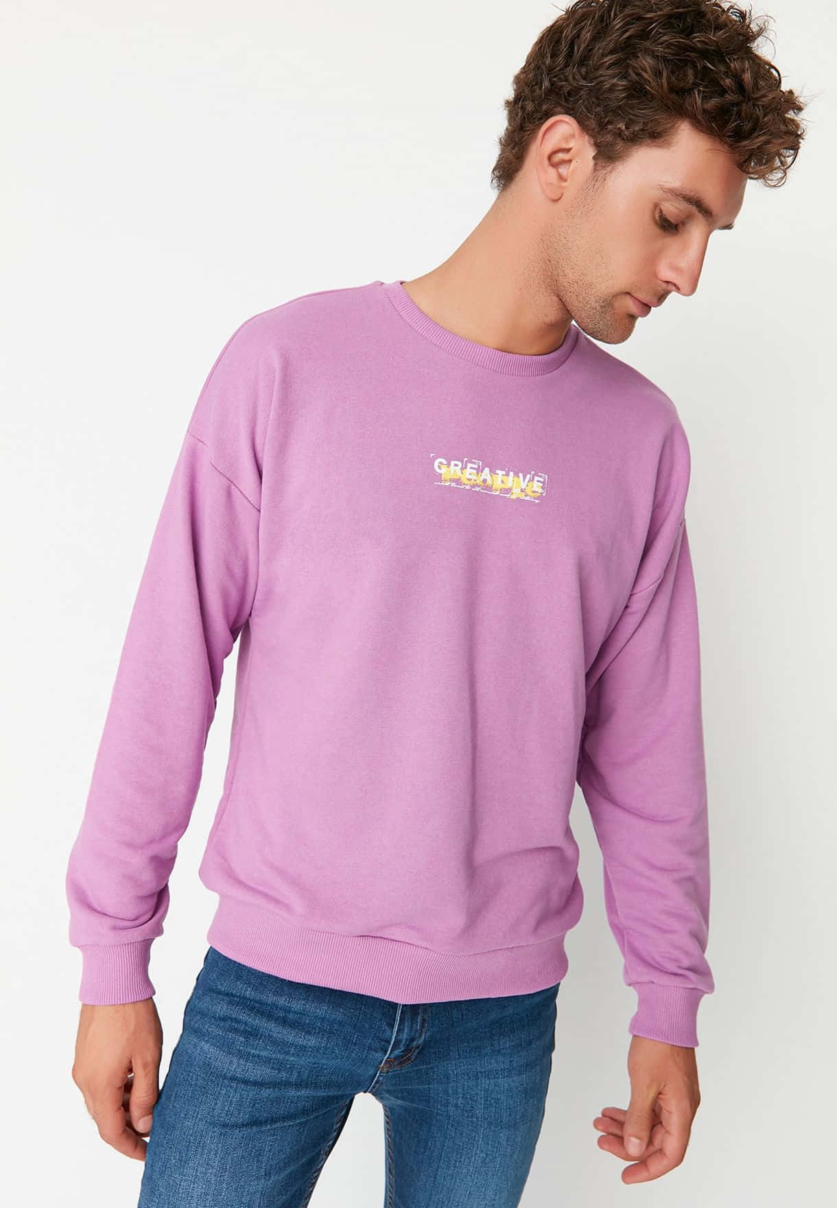 purple sweatshirt, lavender sweatshirt, small colorful graphic, HD Phone Wallpaper