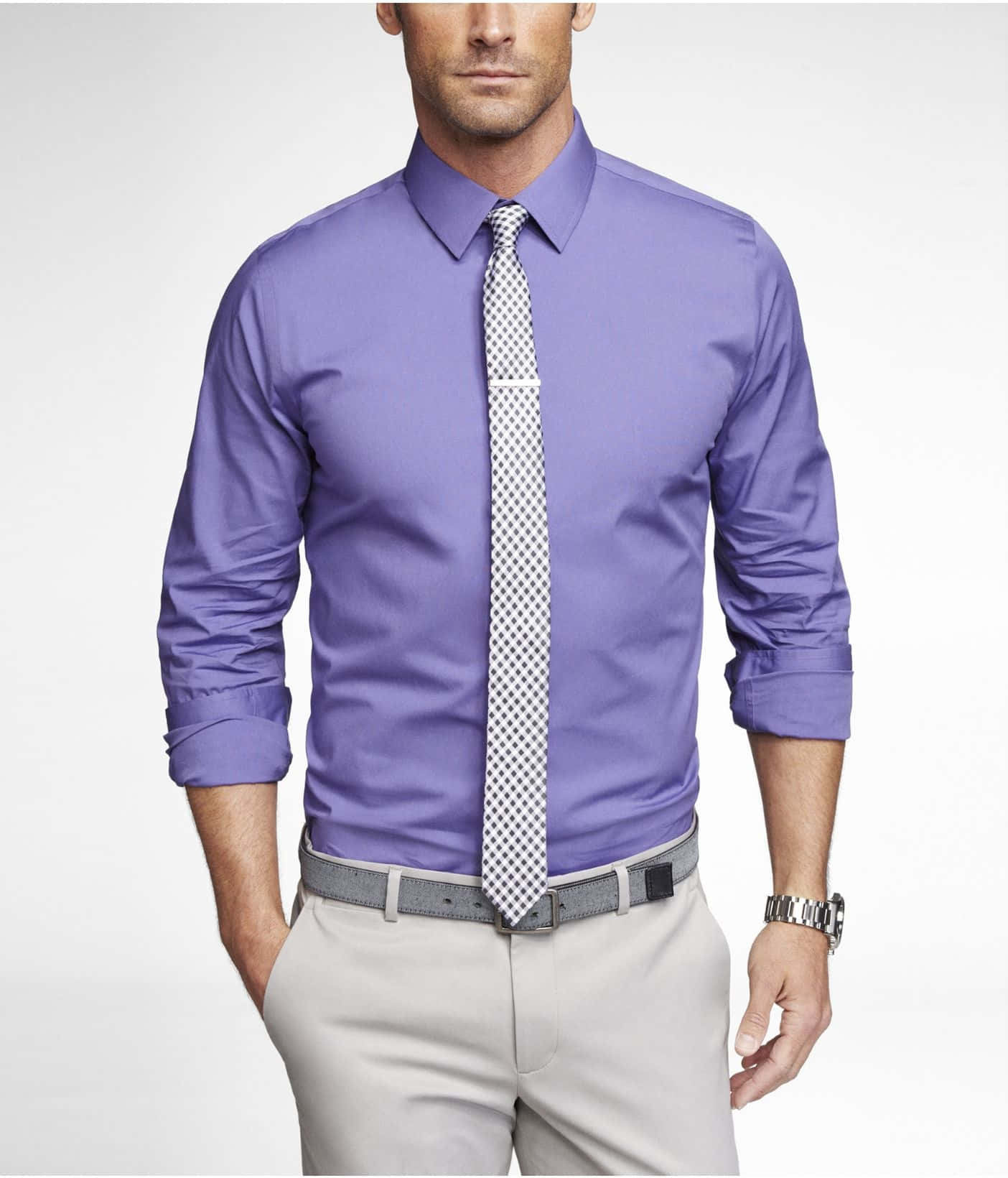 lavender shirt, patterned tie, plain white background, HD Phone Wallpaper