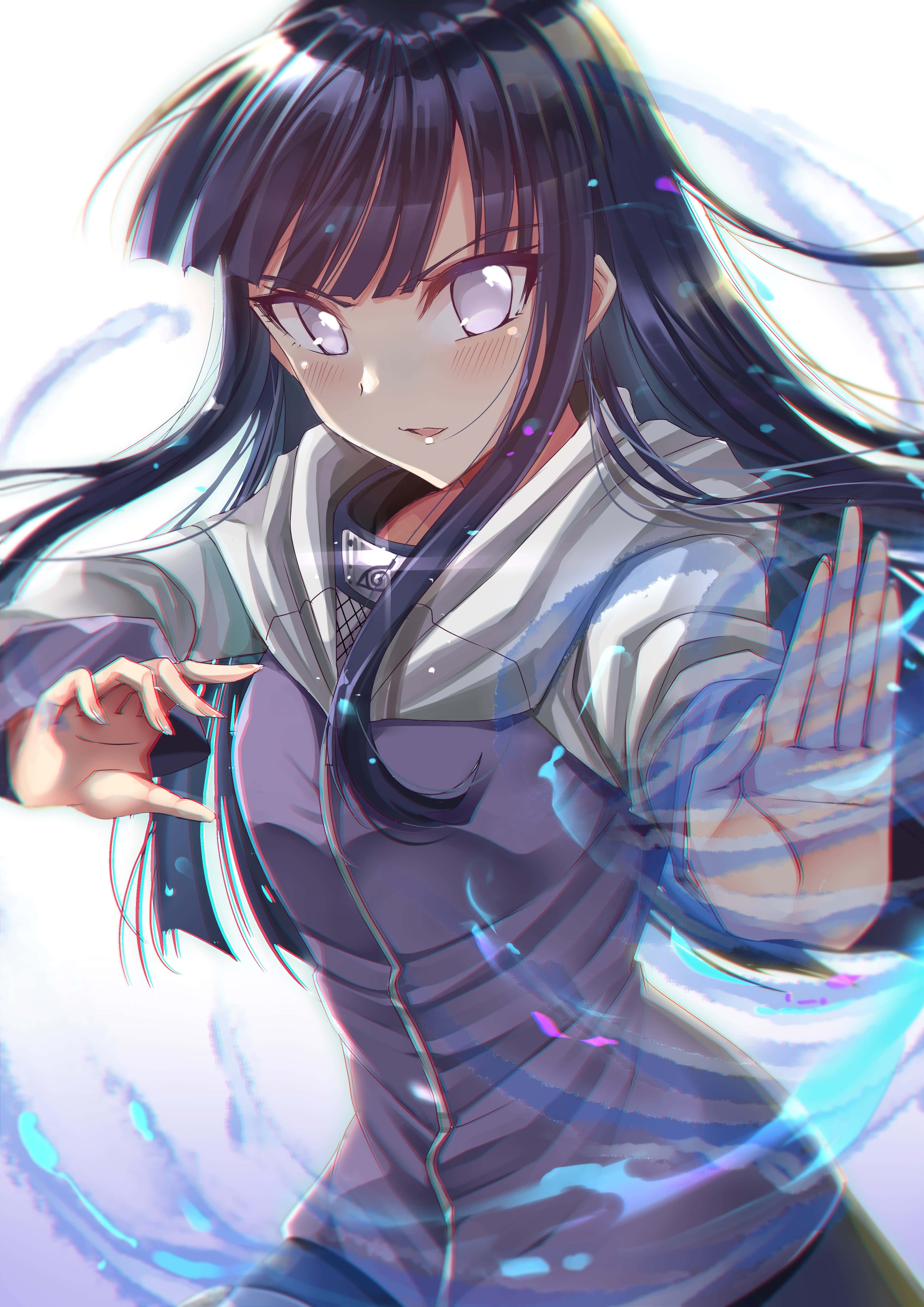 Purple Sweatshirt, anime girl, dark hair, 4K Phone Wallpaper