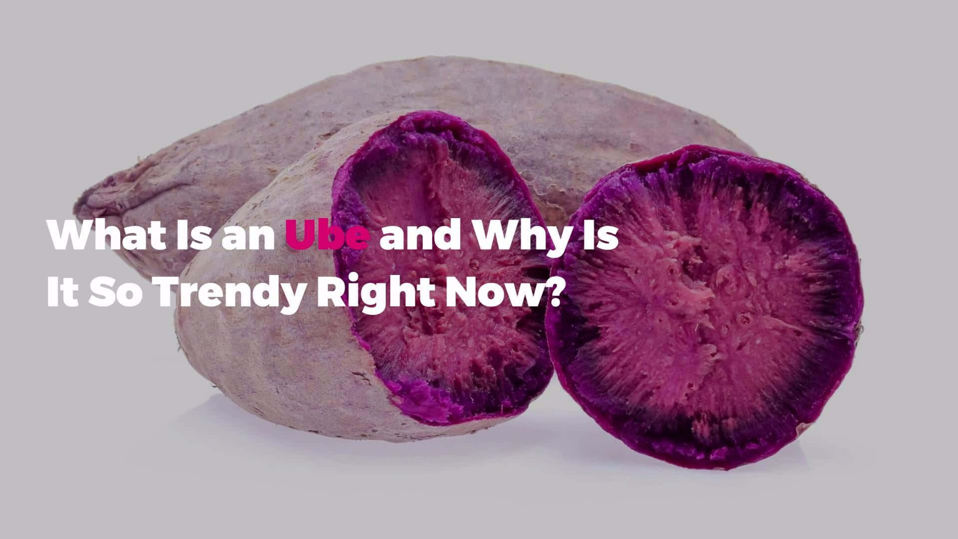 purple sweet potato, vibrant magenta flesh, neutral gray background, Full HD Desktop Wallpaper