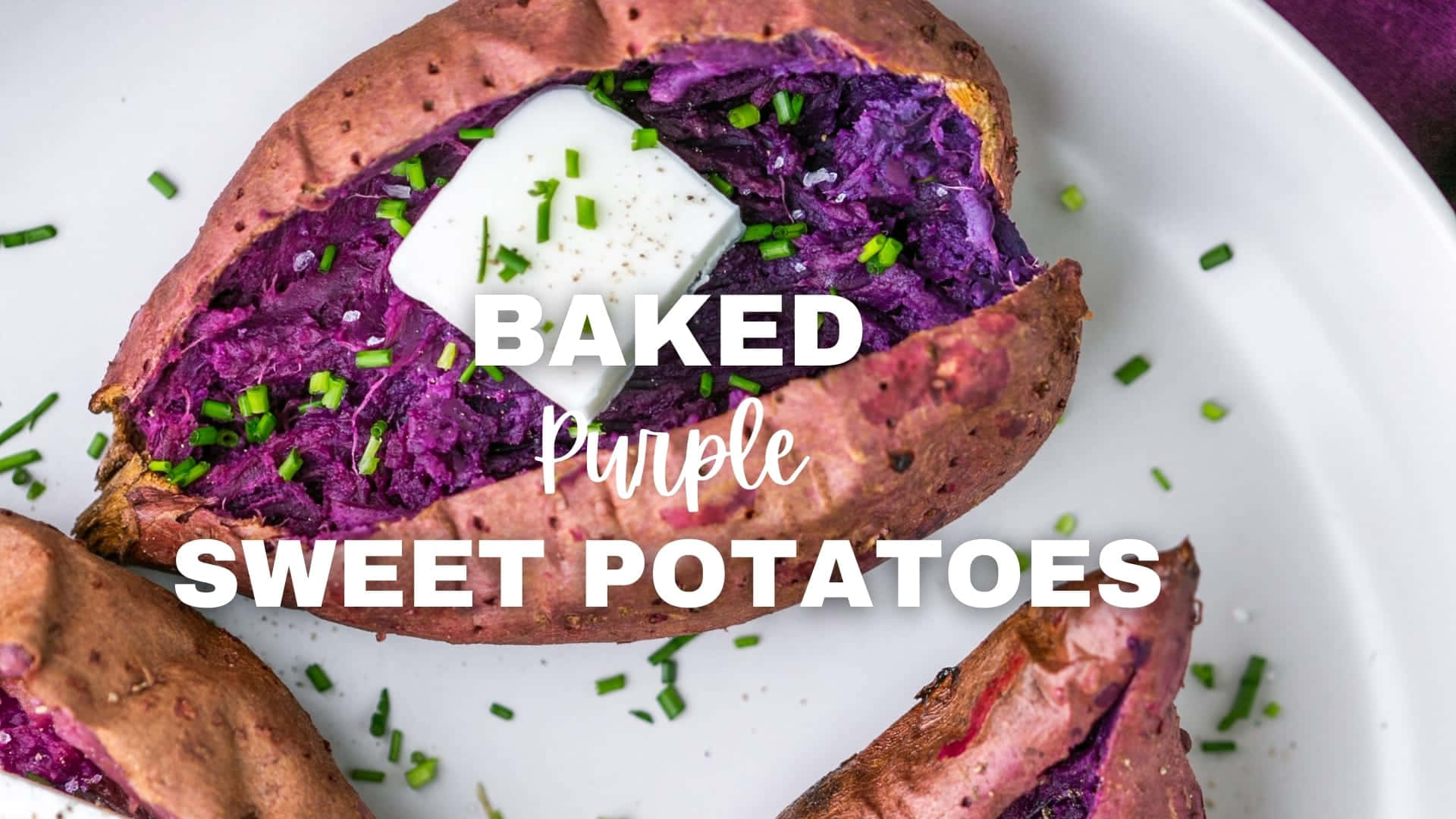 purple sweet potato, butter, chopped chives, Full HD Desktop Wallpaper