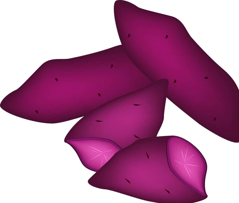 purple sweet potato, glowing pink flesh, clean white background, SD Desktop Wallpaper