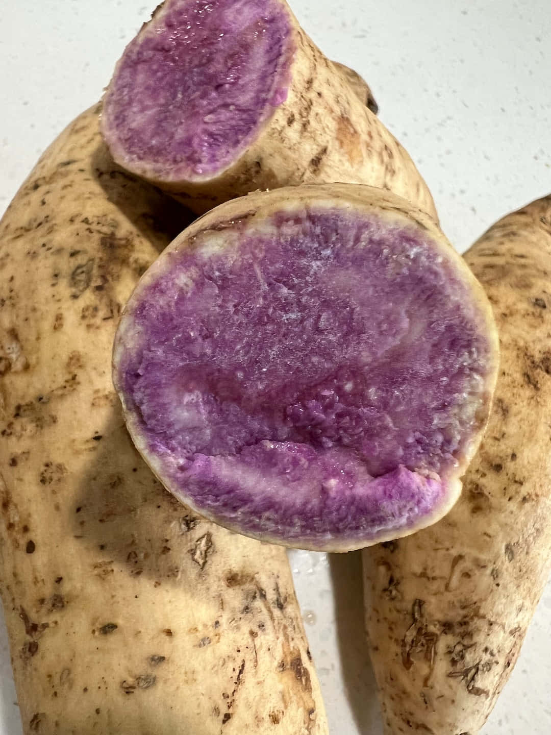 purple sweet potato, violet interiors, speckled beige skins, HD Phone Wallpaper