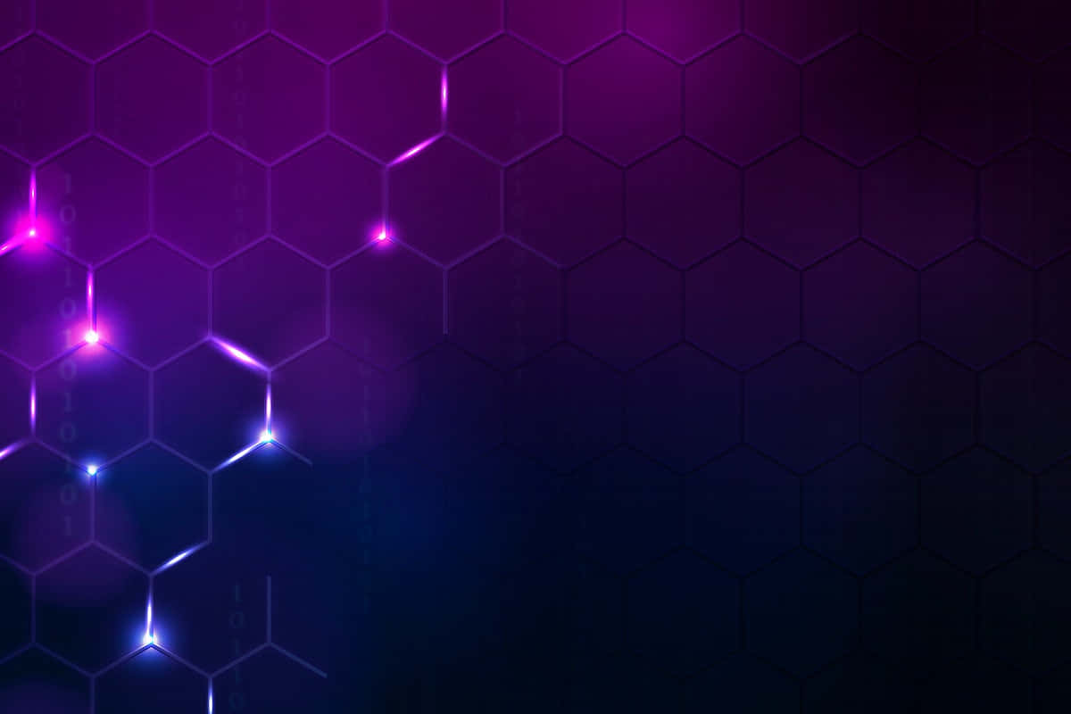 futuristic hexagonal grid, vibrant purple, blue lights, SD Desktop Wallpaper