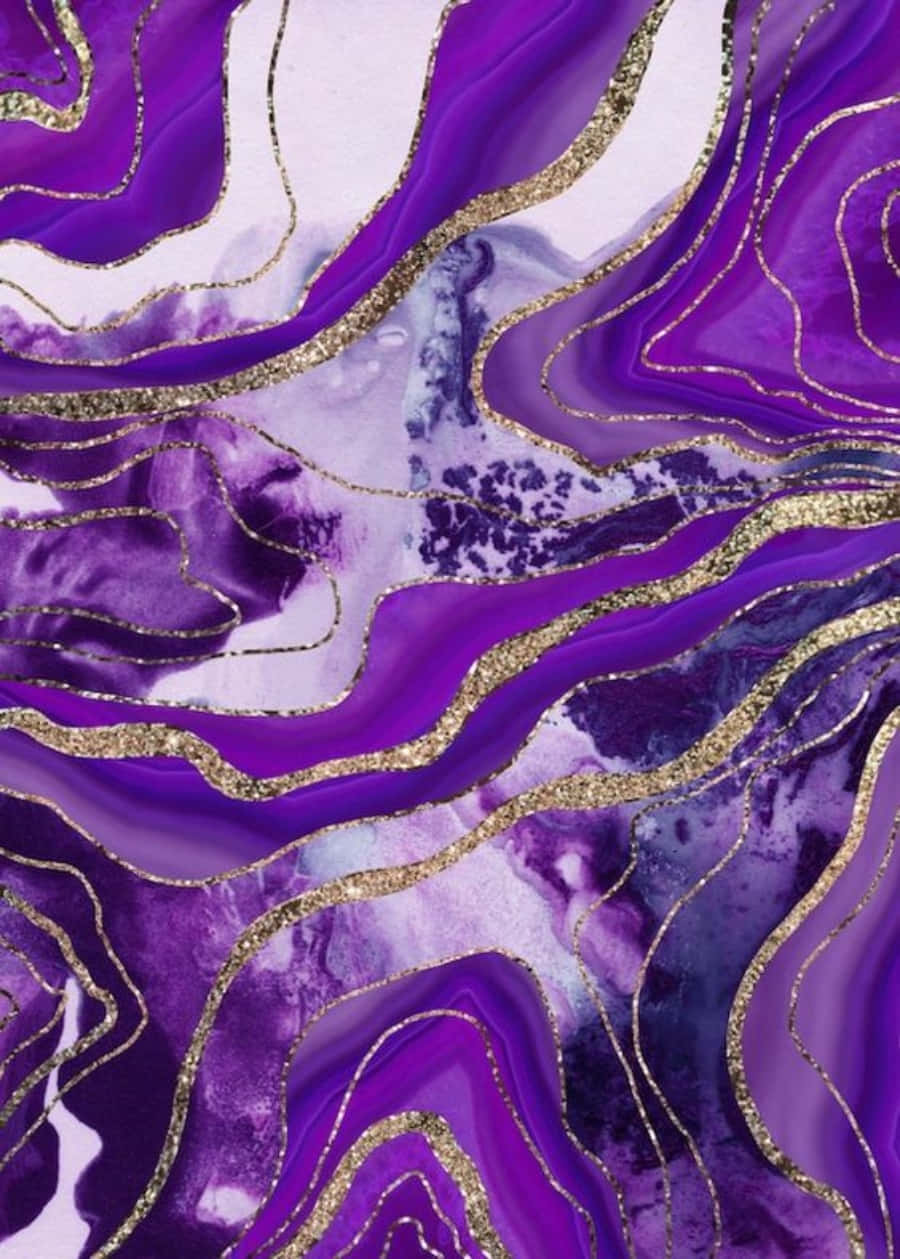purple marble, golden lines, agave-like swirls, SD Phone Wallpaper