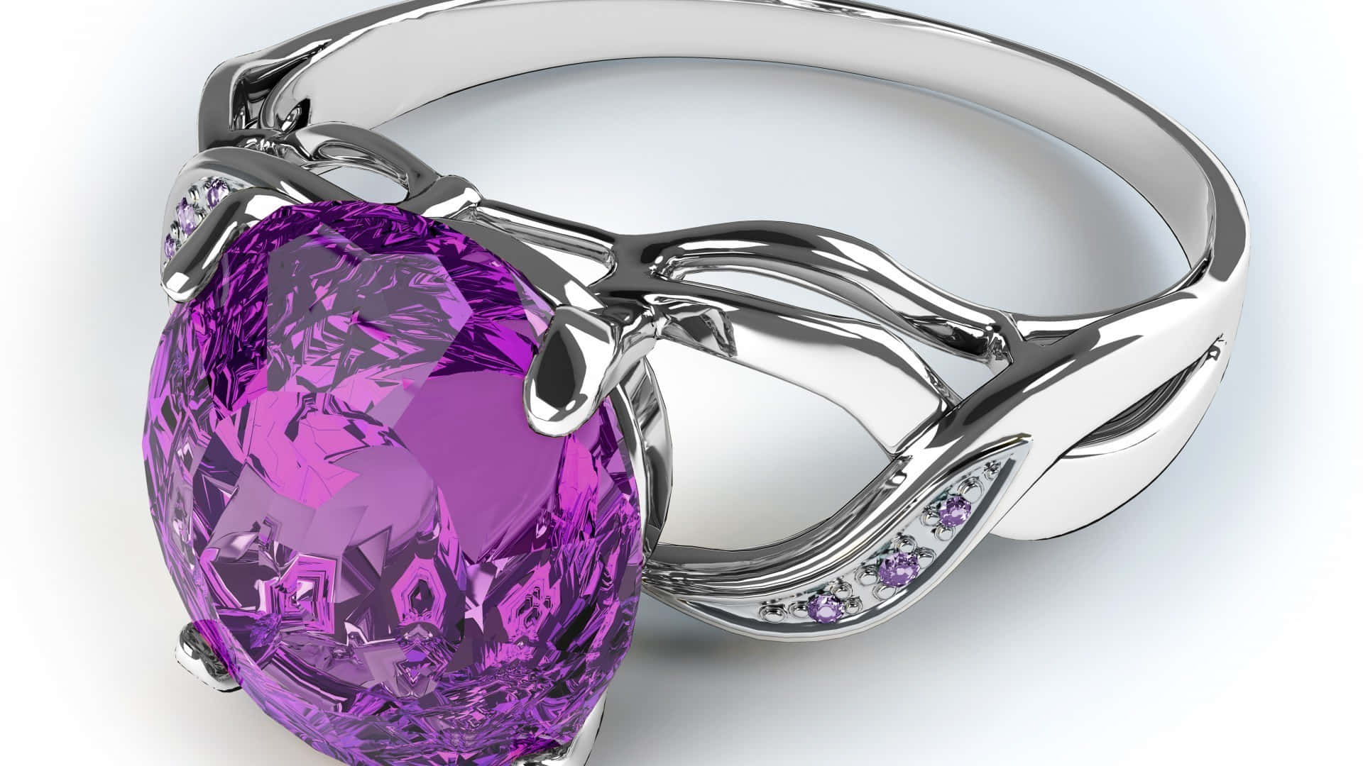 silver ring, faceted purple gemstone, purple accents, Full HD Desktop Wallpaper