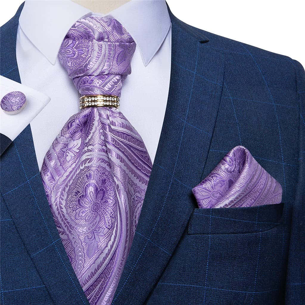 purple paisley tie, navy plaid suit, matching pocket square, SD Desktop Wallpaper