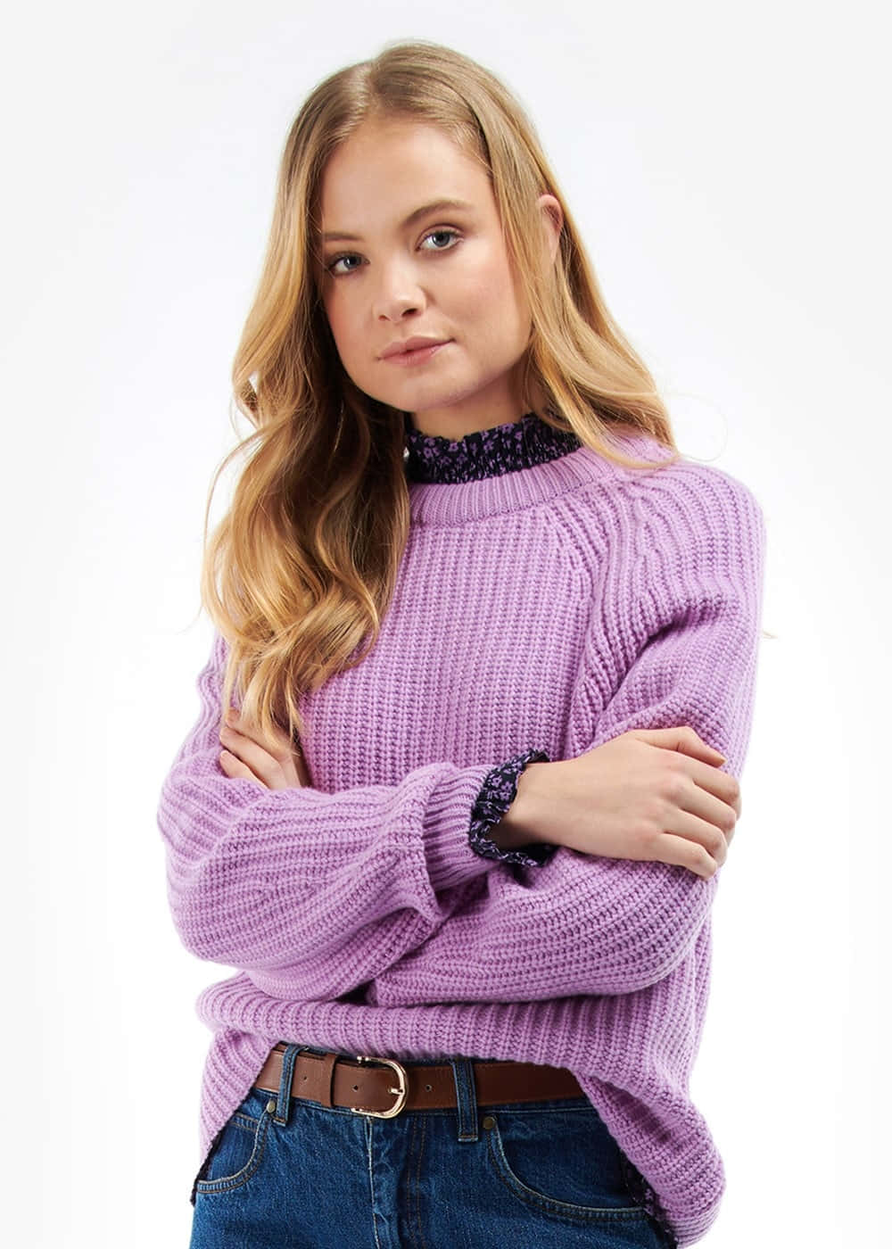 purple turtle neck sweater, lavender knit sweater, dark patterned collar, HD Phone Wallpaper