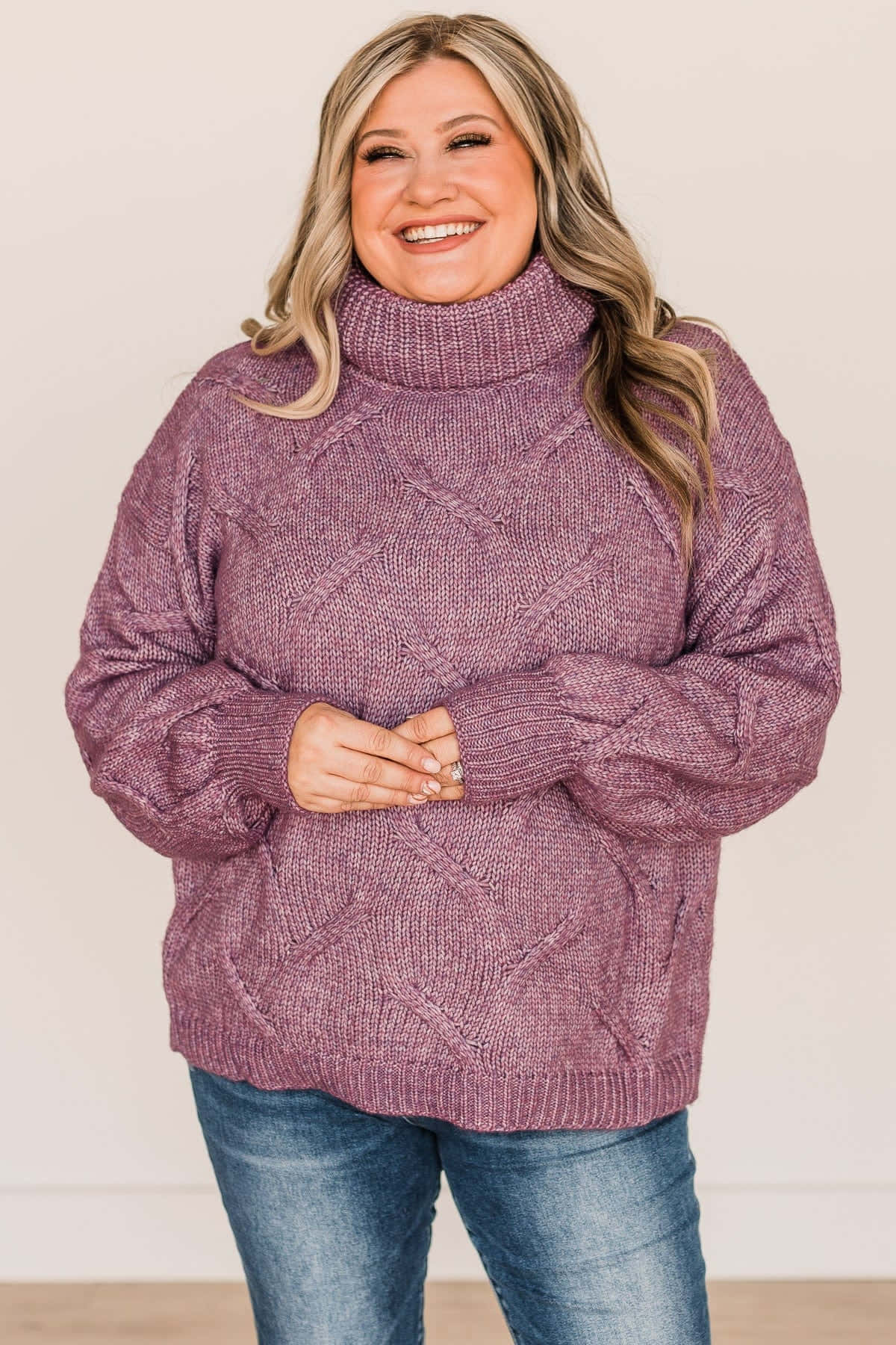 purple turtleneck sweater, textured purple turtleneck sweater, blue jeans, HD Phone Wallpaper