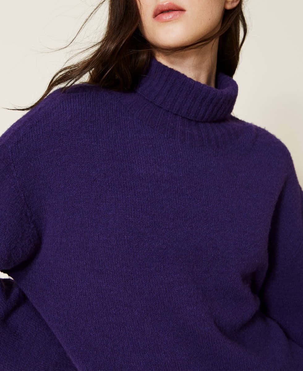 purple turtleneck sweater, rich purple, soft knit texture, SD Phone Wallpaper