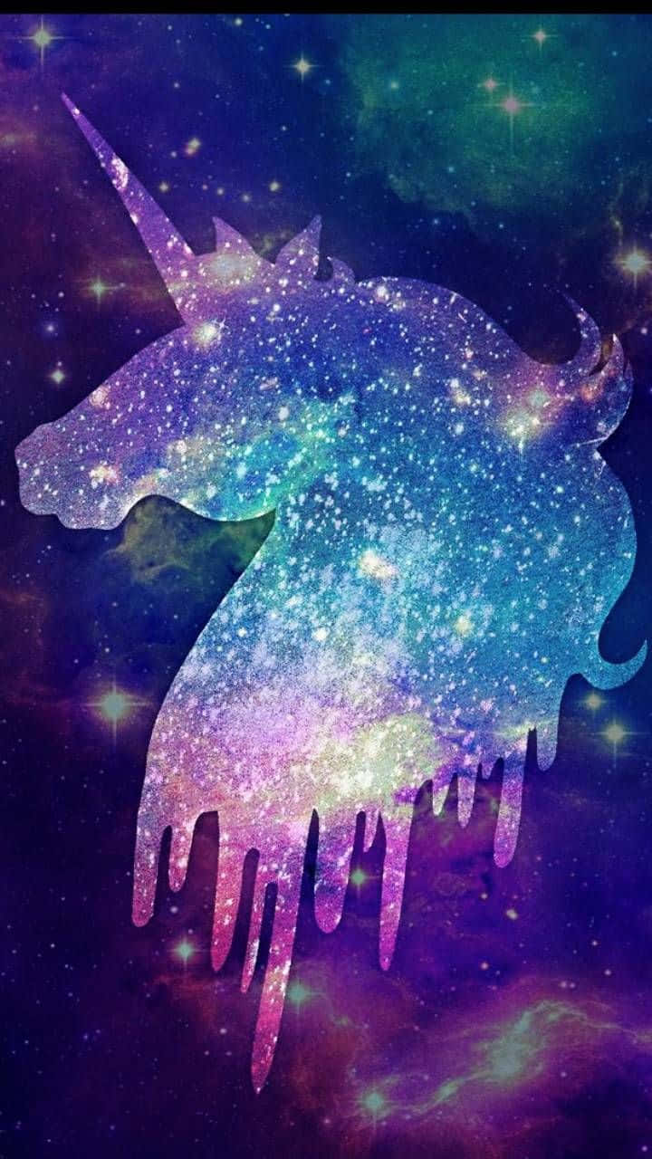 Purple Unicorn, cosmic unicorn silhouette, glittering galaxy colors, HD Phone Wallpaper