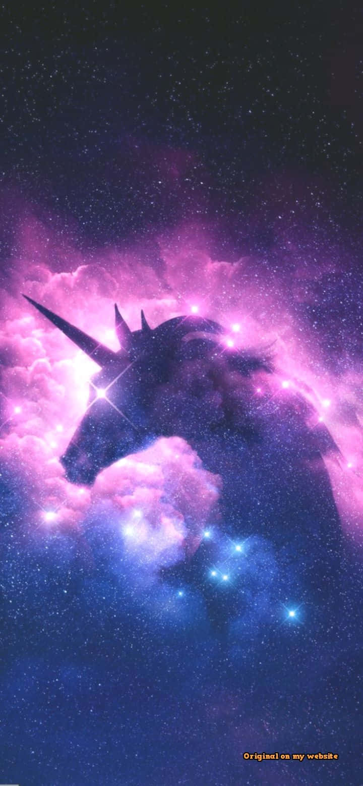 purple unicorn, glowing pink and blue cosmic clouds, starry night sky, HD Phone Wallpaper