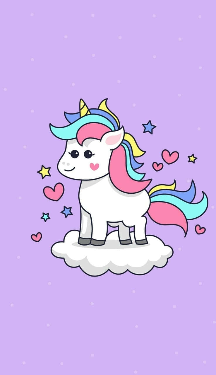 Purple Unicorn, rainbow mane, rainbow tail, HD Phone Wallpaper
