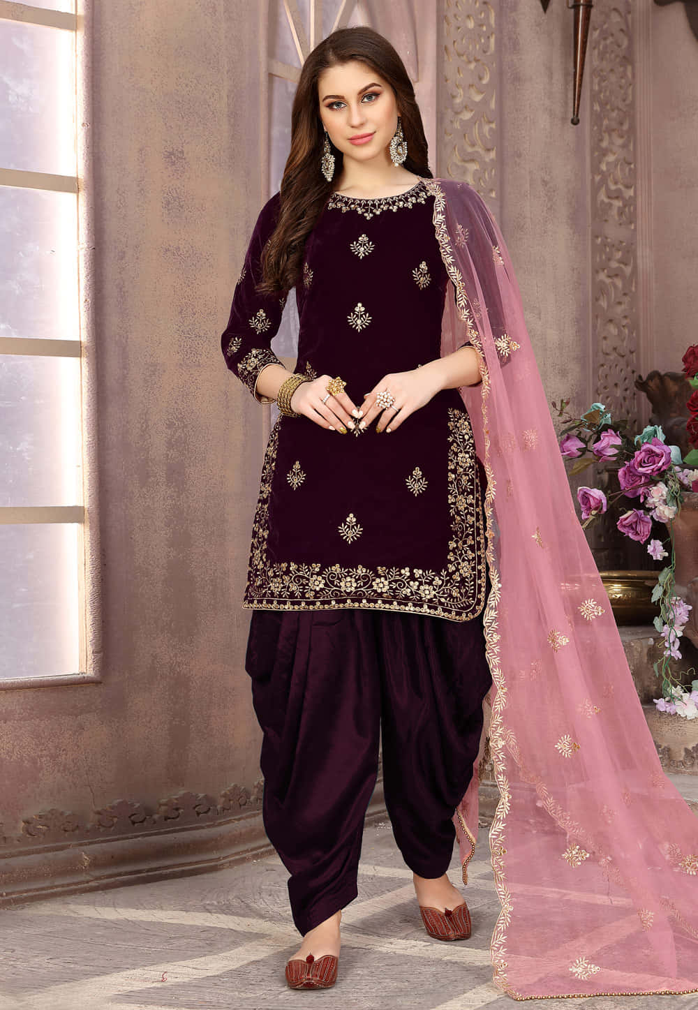 Purple Velvet, maroon velvet, gold embroidery, HD Phone Wallpaper
