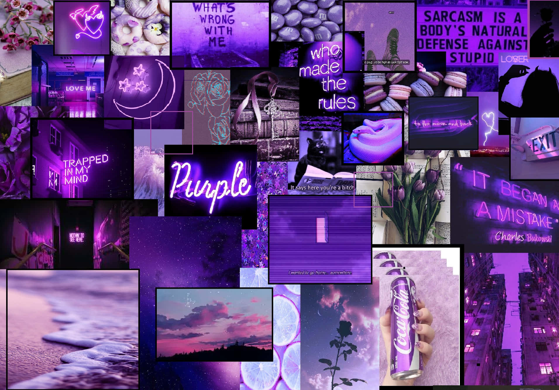 Purple Aesthetics Computer, neon signs, surreal imagery, HD Desktop Wallpaper