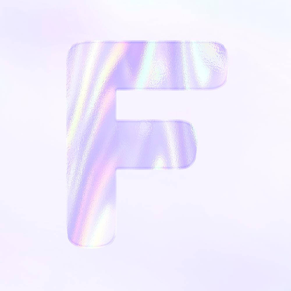 Shining Purple Letter F, glowing holographic letter F, iridescent purple and white streaks, SD Desktop Wallpaper