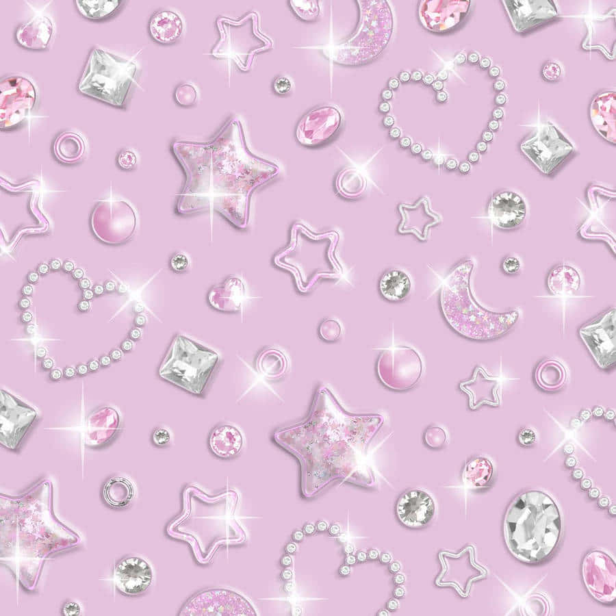 Purple Y2k Aesthetic, glittery stars, moons, SD Desktop Wallpaper