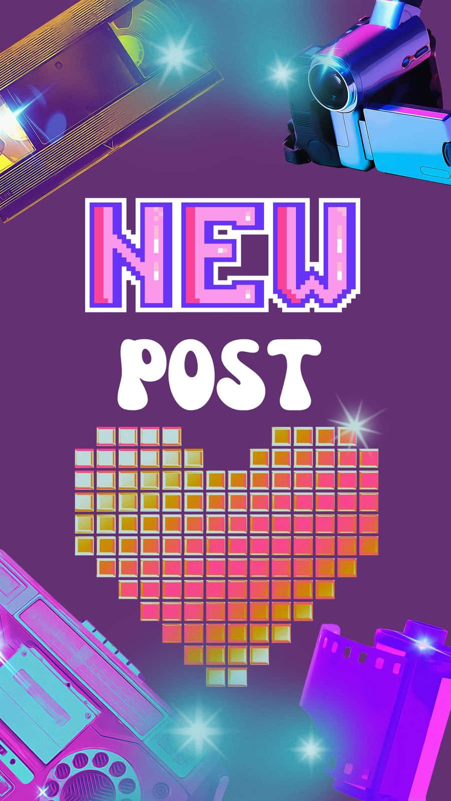 Purple Y2 K, pixelated heart, vintage camcorder, HD Phone Wallpaper