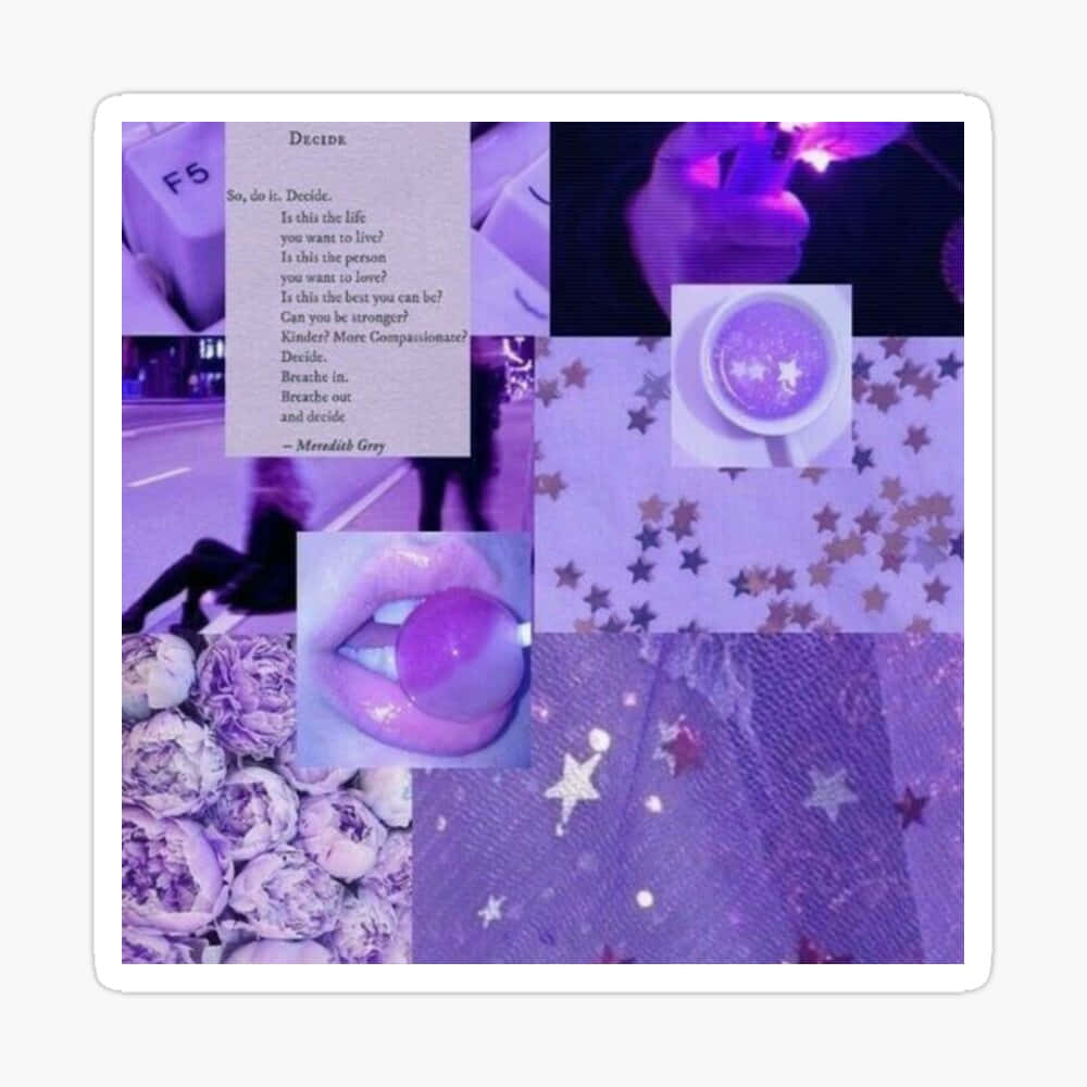 Purple Y2 K Aesthetic Collage, glowing cup, stars, SD Desktop Wallpaper