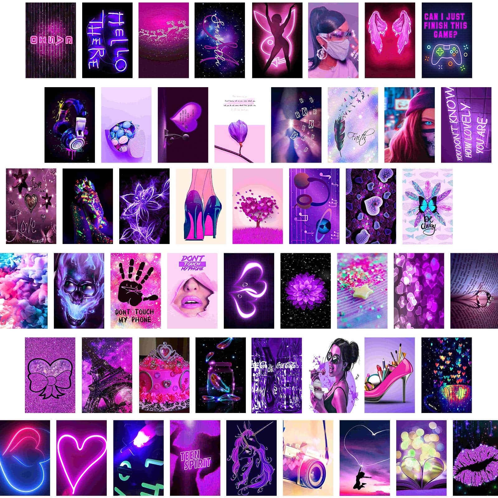 Purple Y2 K Aesthetic Collage, neon pink, purple, HD Desktop Wallpaper
