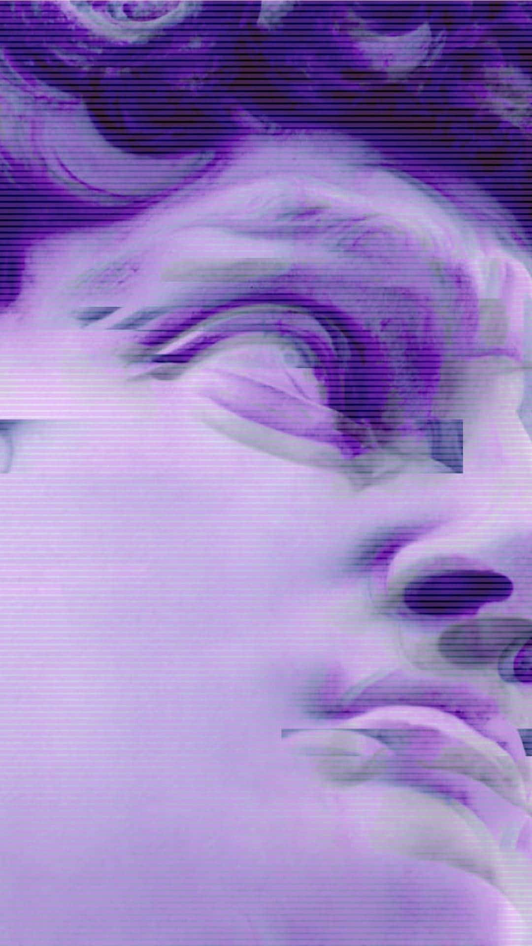 Purple Y2 K Aesthetic Portrait, glitch-art portrait, purple hues, Full HD Phone Wallpaper
