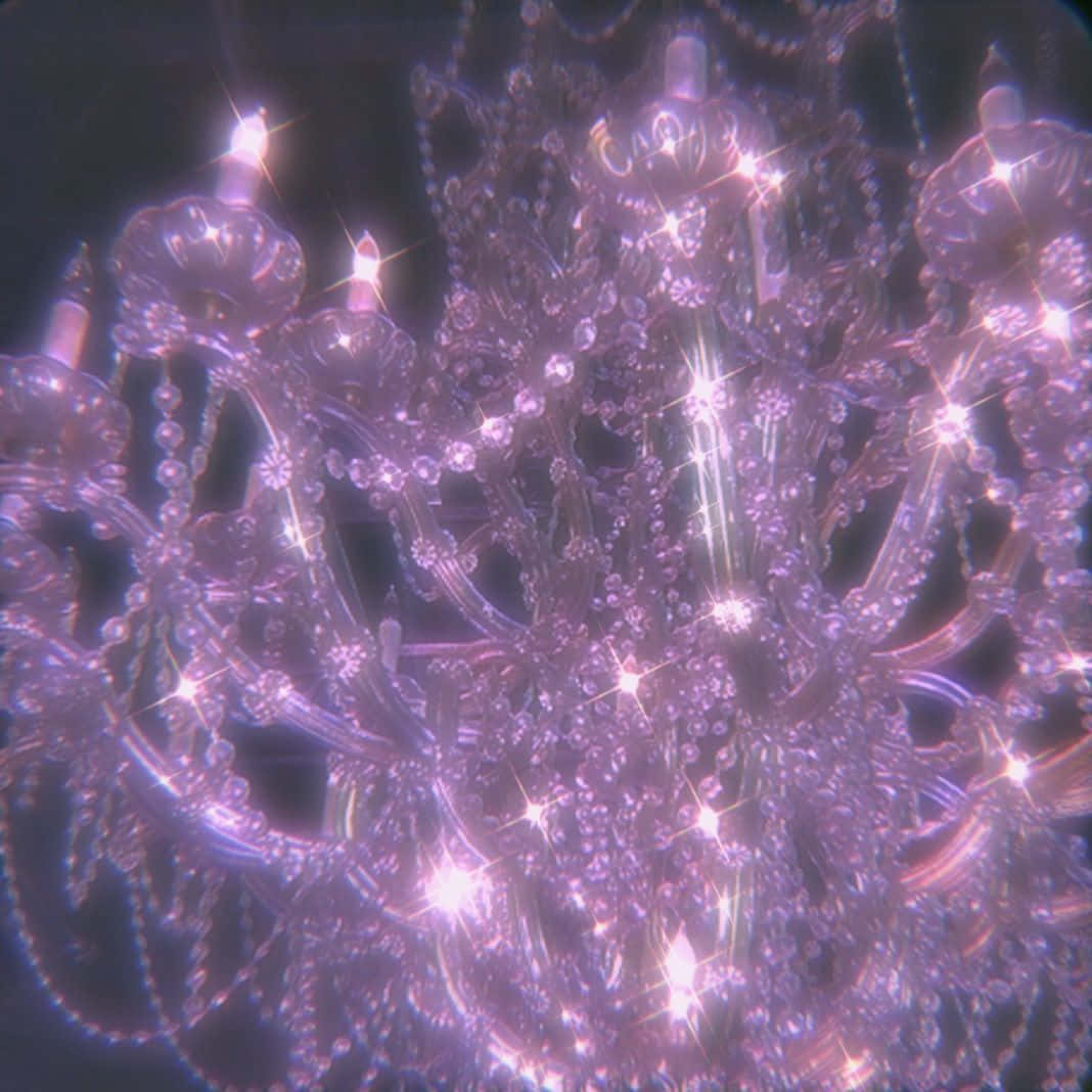 glowing purple chandelier, sparkling crystals, glowing lights, SD Desktop Wallpaper