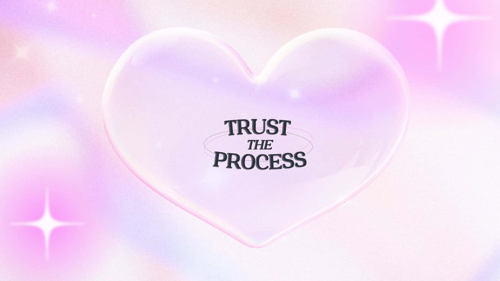 Purple Y2k, glowing translucent heart, trust the process, HD Desktop Wallpaper