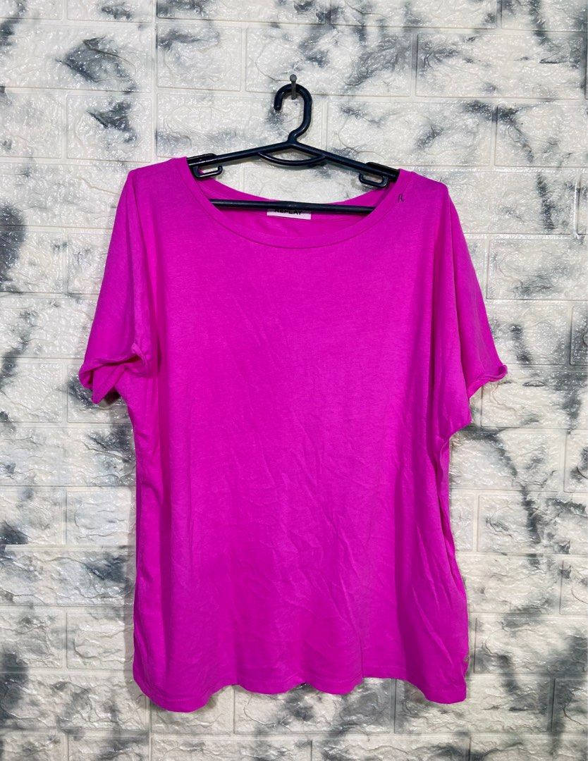 magenta t-shirt, black hanger, textured gray brick wall, SD Phone Wallpaper