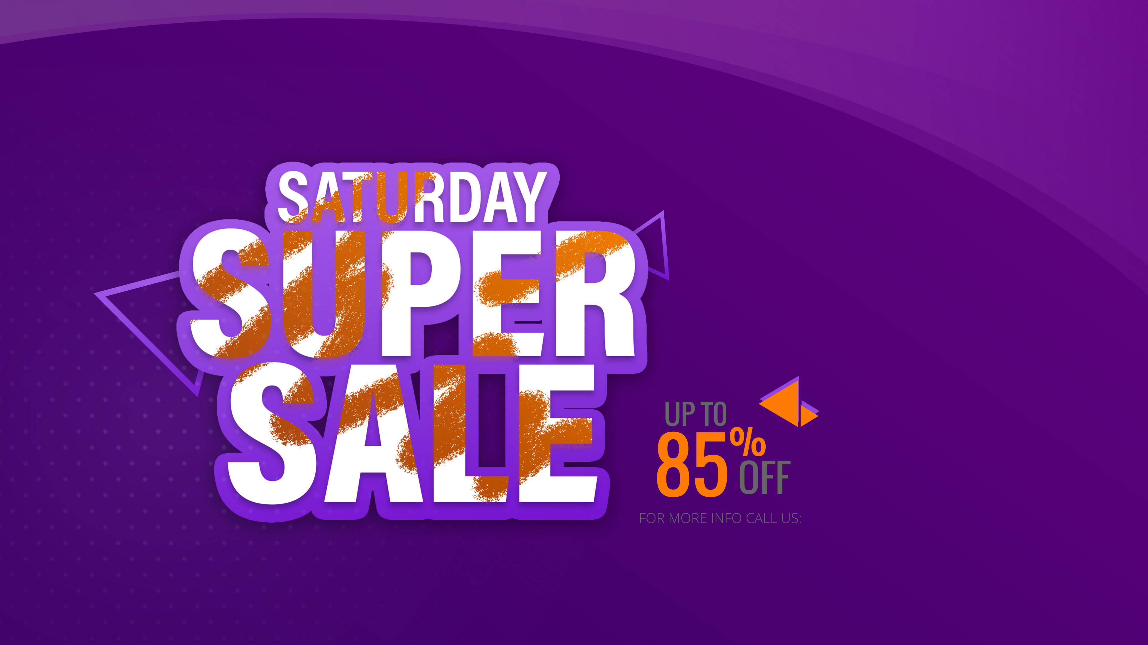 Super Saturday Sale, purple theme, Bold purple and orange, 4K Desktop Wallpaper