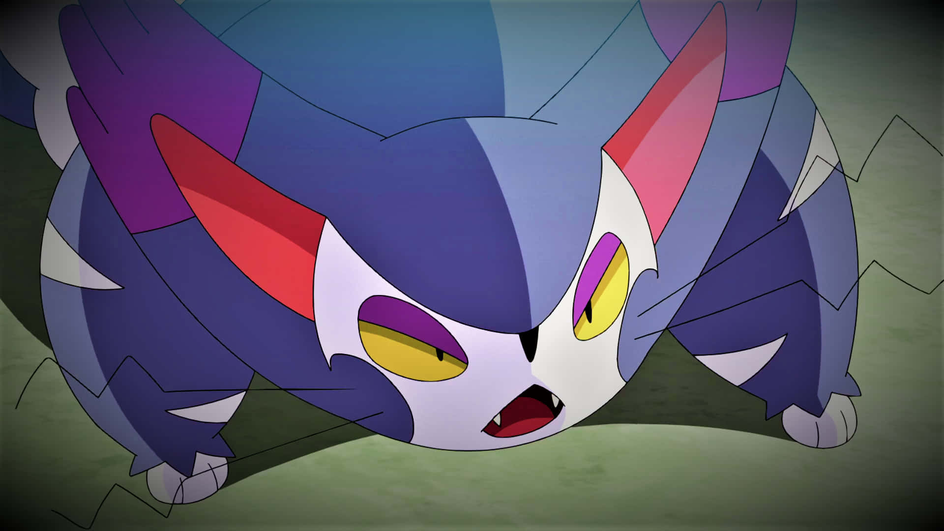 Purugly, blue and purple, yellow eyes, Full HD Desktop Wallpaper