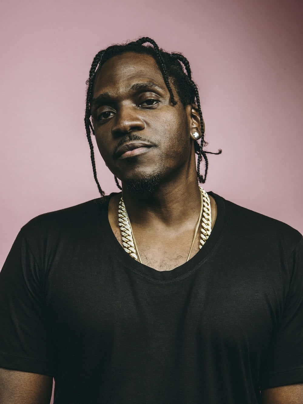 Pusha T, braided hair, gold chain necklace, HD Phone Wallpaper