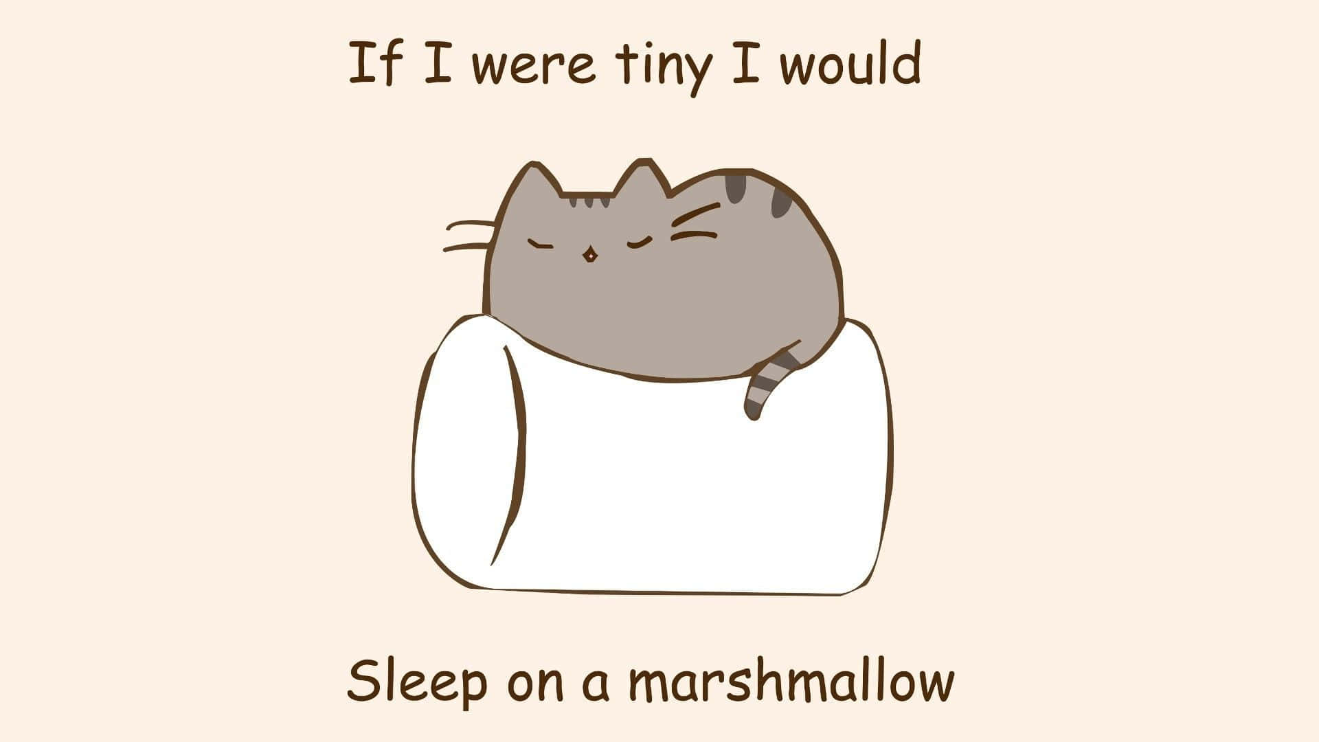 Pusheen, kawaii, giant white marshmallow, Full HD Desktop Wallpaper